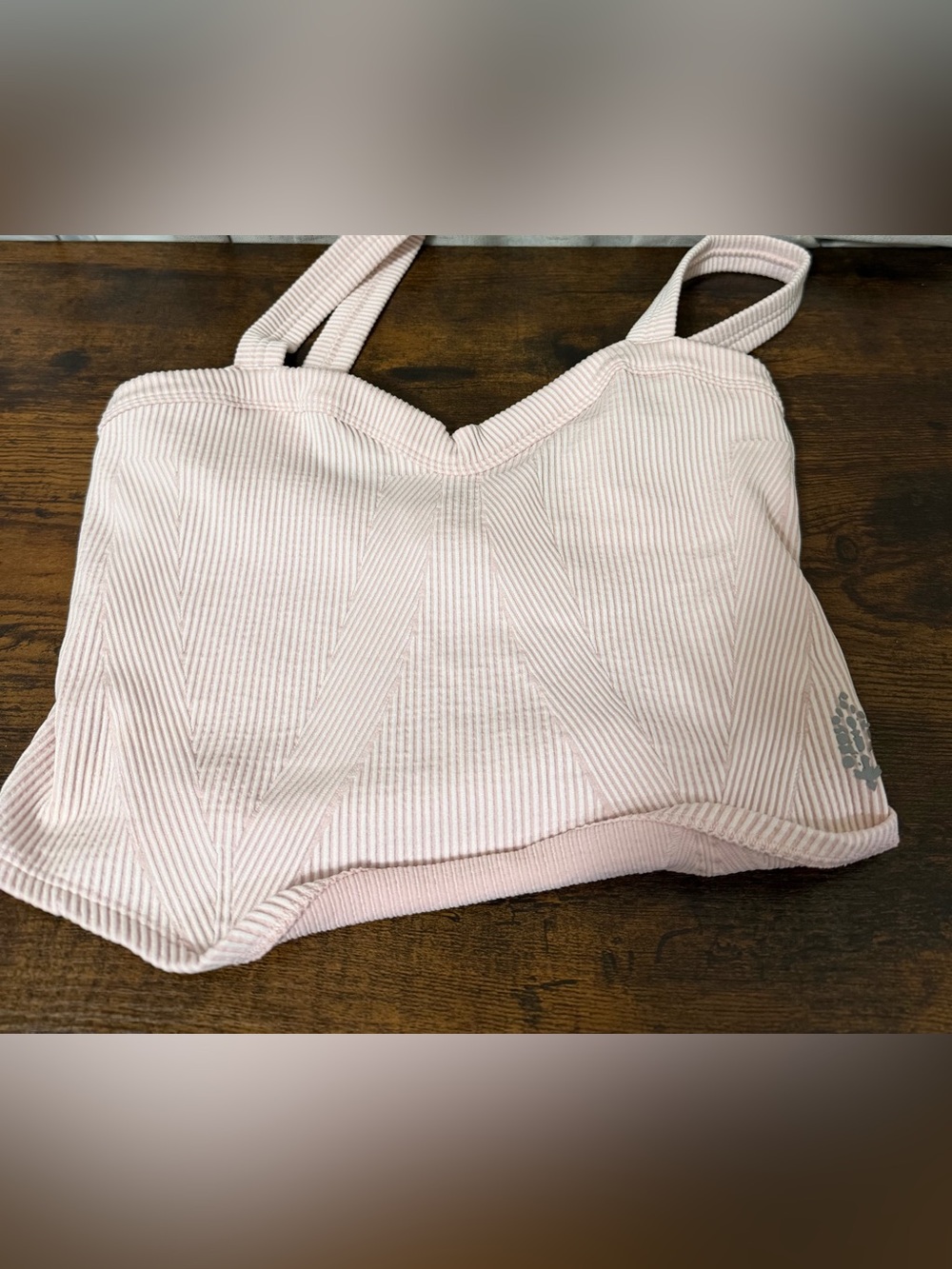 Free People Movement Rose Water Ribbed Longline Sports Bra Crop Top XL NWT